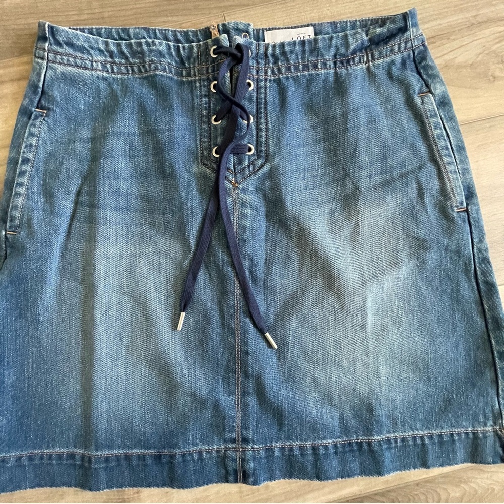 Ann Taylor LOFT Womens Tie Up Denim Jean Blue Skirt Size 8 new